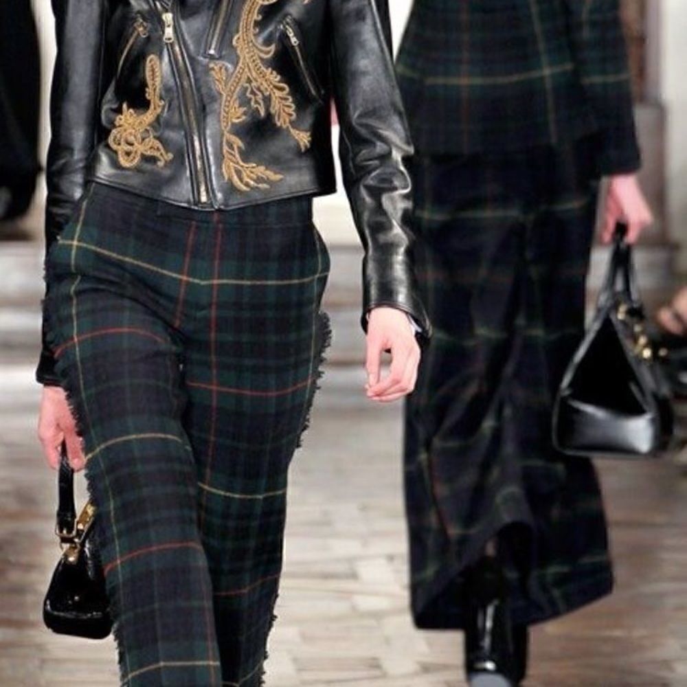 Ralph Lauren Fall ‘12 Green Plaid Fringe Trim Wool Trouser - Picture 8 of 16